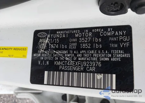2015 Hyundai Accent Gls из США, поврежденный, VIN KMHCT4AEXFU923976
